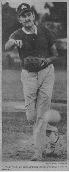 old-timer softball pitcher Walter Wolff